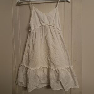 White Sleeveless Ruffle Dress